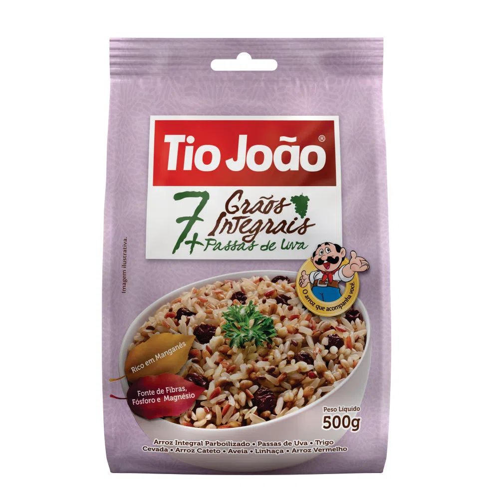 ARROZ TIO JOAO 7 GRAOS UVA PASSA 500G