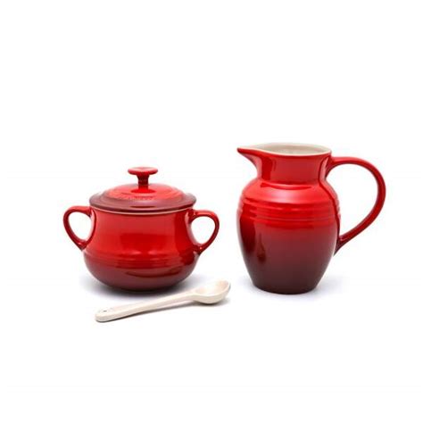 KIT CREAM SUGAR LECREUSET VERMELHO
