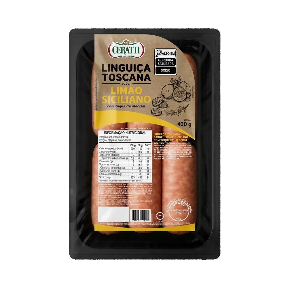 LINGUICA LIMAO SIC. ALECRIM CERATTI 400G