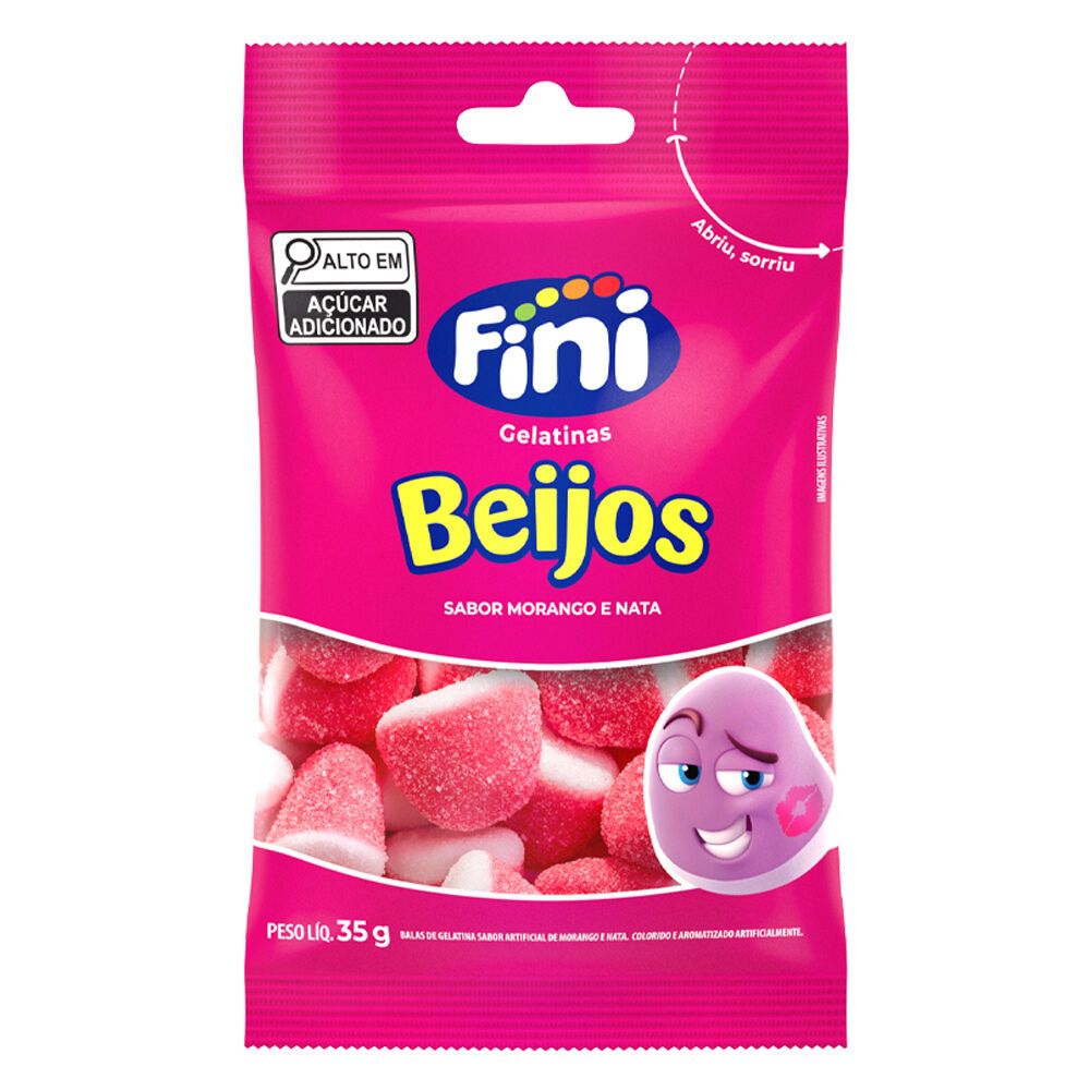 BALA FINI BEIJOS MORANGO 35G