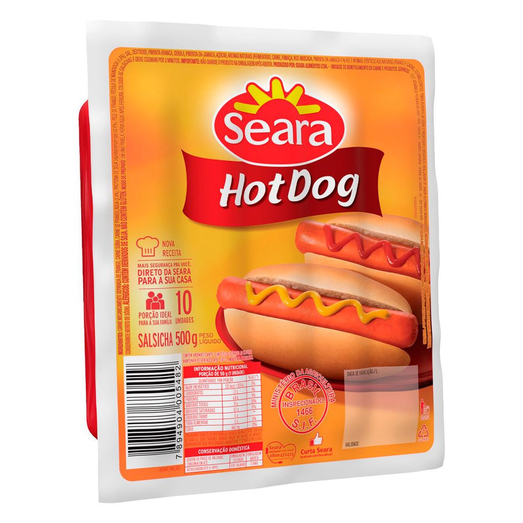 SALSICHA SEARA HOT DOG CRY 500G