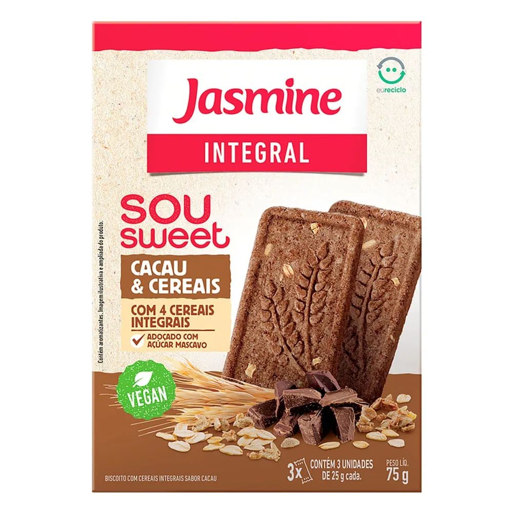 BISCOITO JASMINE SOU SWEET CACAU 135G