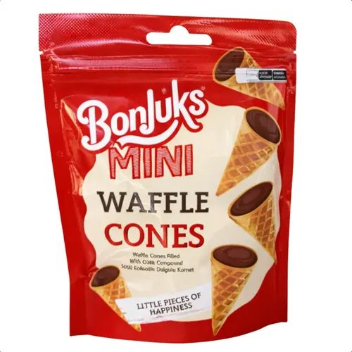 BISCOITO BONJUKS MINI CONES CHOC LEITE 50G