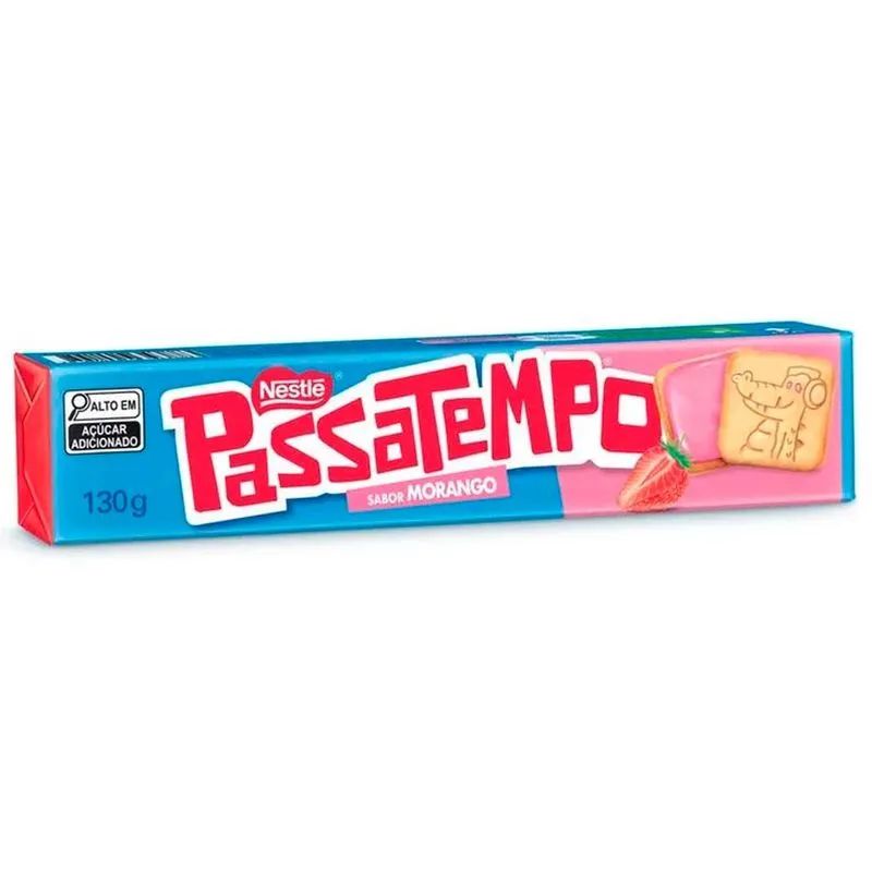 BISCOITO NESTLE PASSATEMPO  RECH. MORANGO 130G