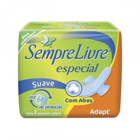 ABSORVENTE S LIVRE ADAPT SUAVE C/ABAS C/8