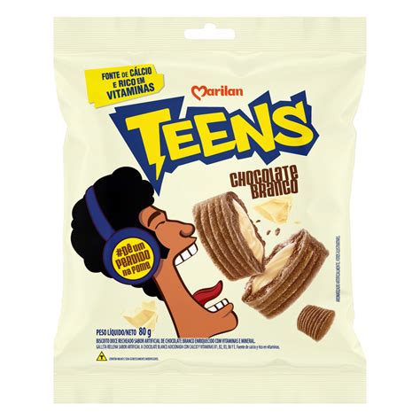 BISCOITO MARILAN TEENS CHOCOLATE BRANCO 80G