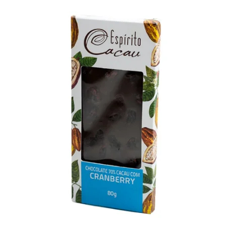 CHOCOLATE ESPIRITO CACAU 70% COM  CRANB. 80G