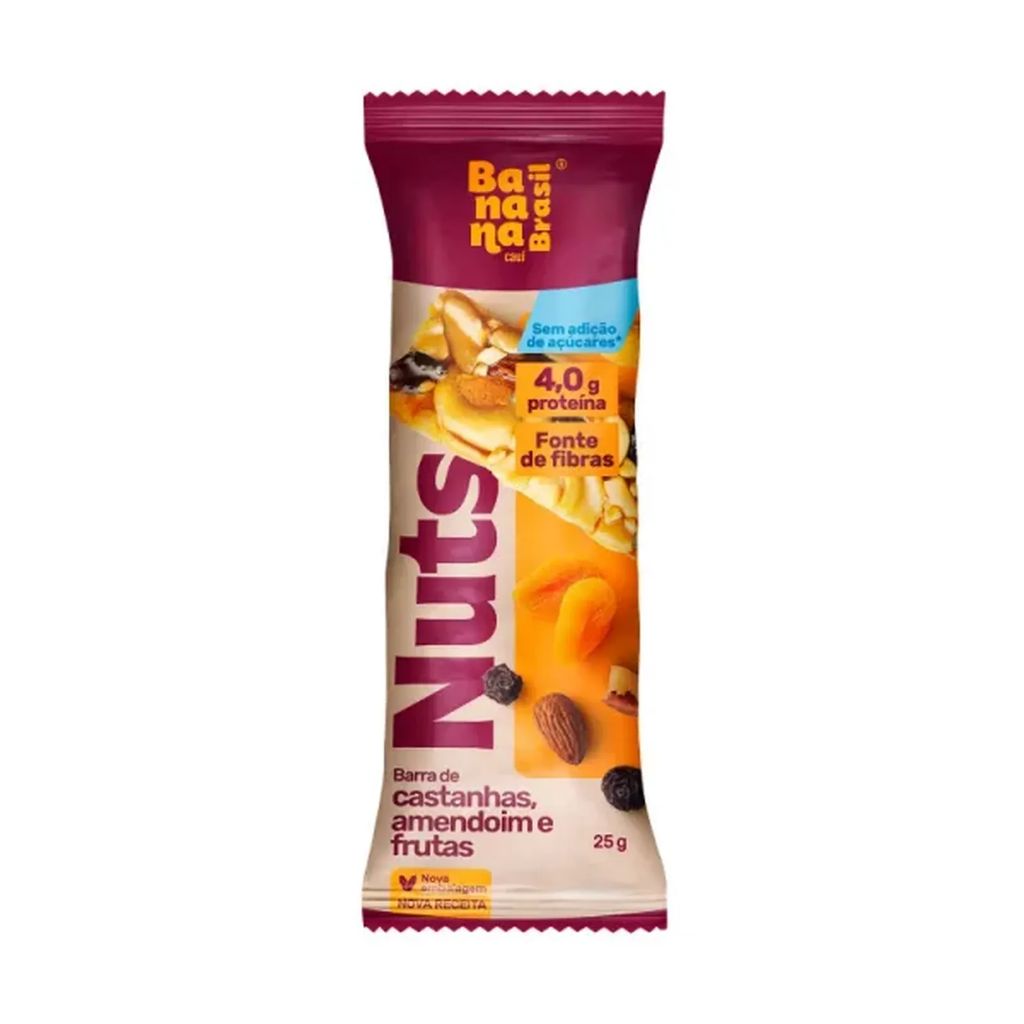 CEREAL BARRA BANANA BR NUTS FR VERM 25G