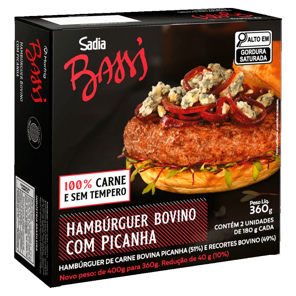 HAMBURGUER SADIA BASSI PICANHA 360G