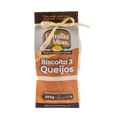 BISCOITO 3 QUEIJOS FAMILIA DE MINAS 500G