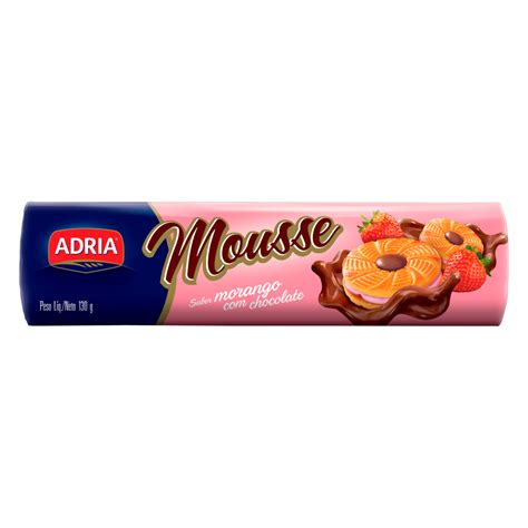BISCOITO ADRIA MOUSSE MORANGO/CHOC 130G