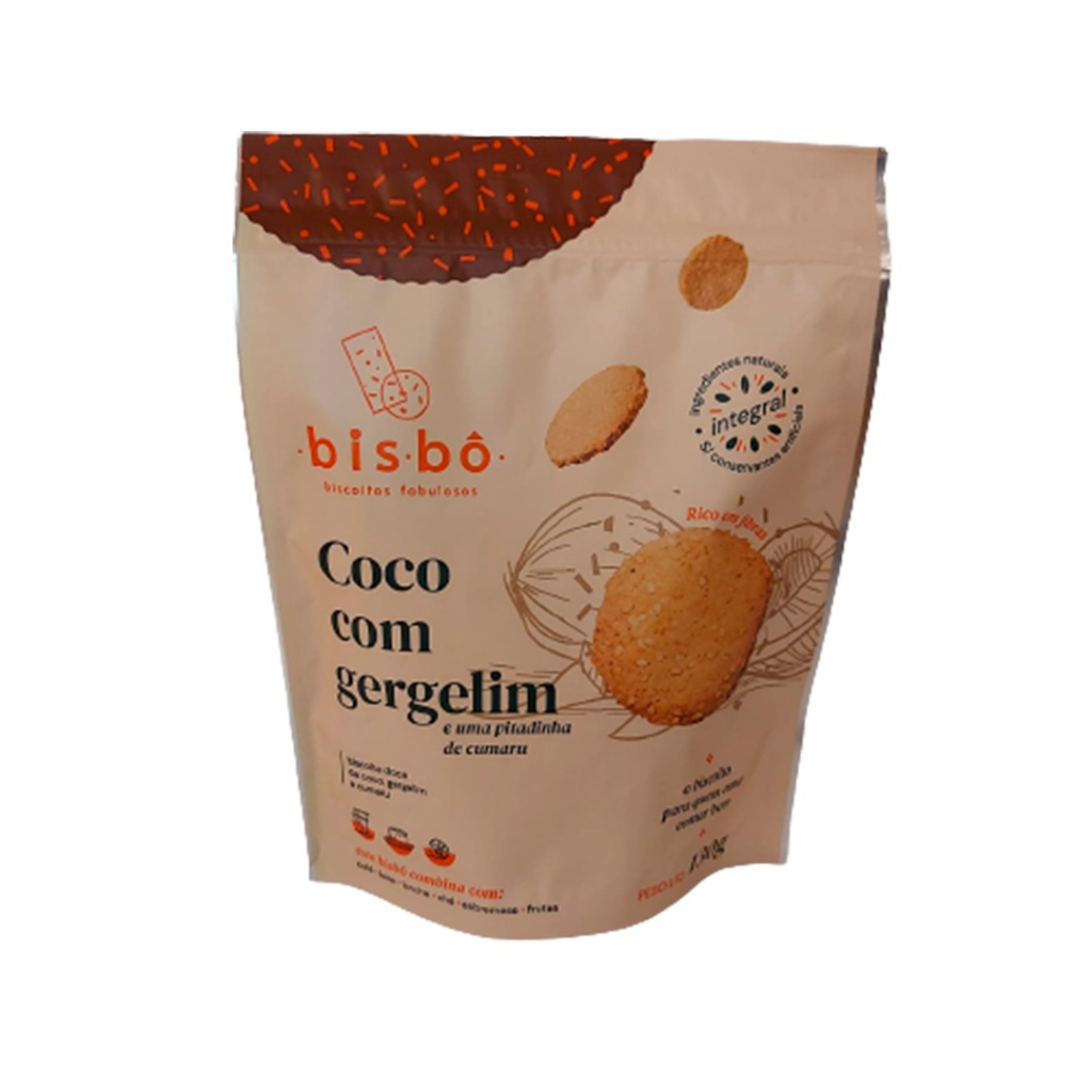 BISCOITO BISBO INTEGRAL COCO/GERGELIM 130G