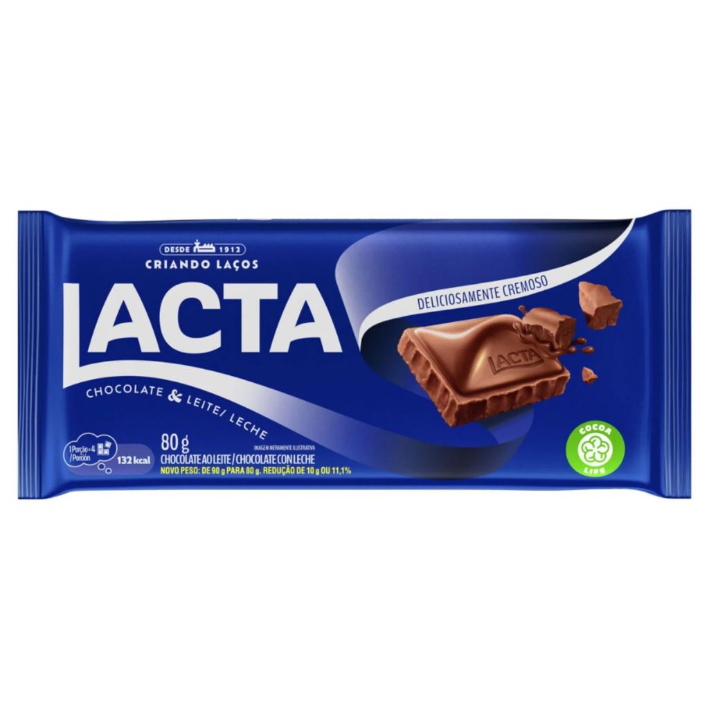 CHOCOLATE LACTA AO LEITE 80G