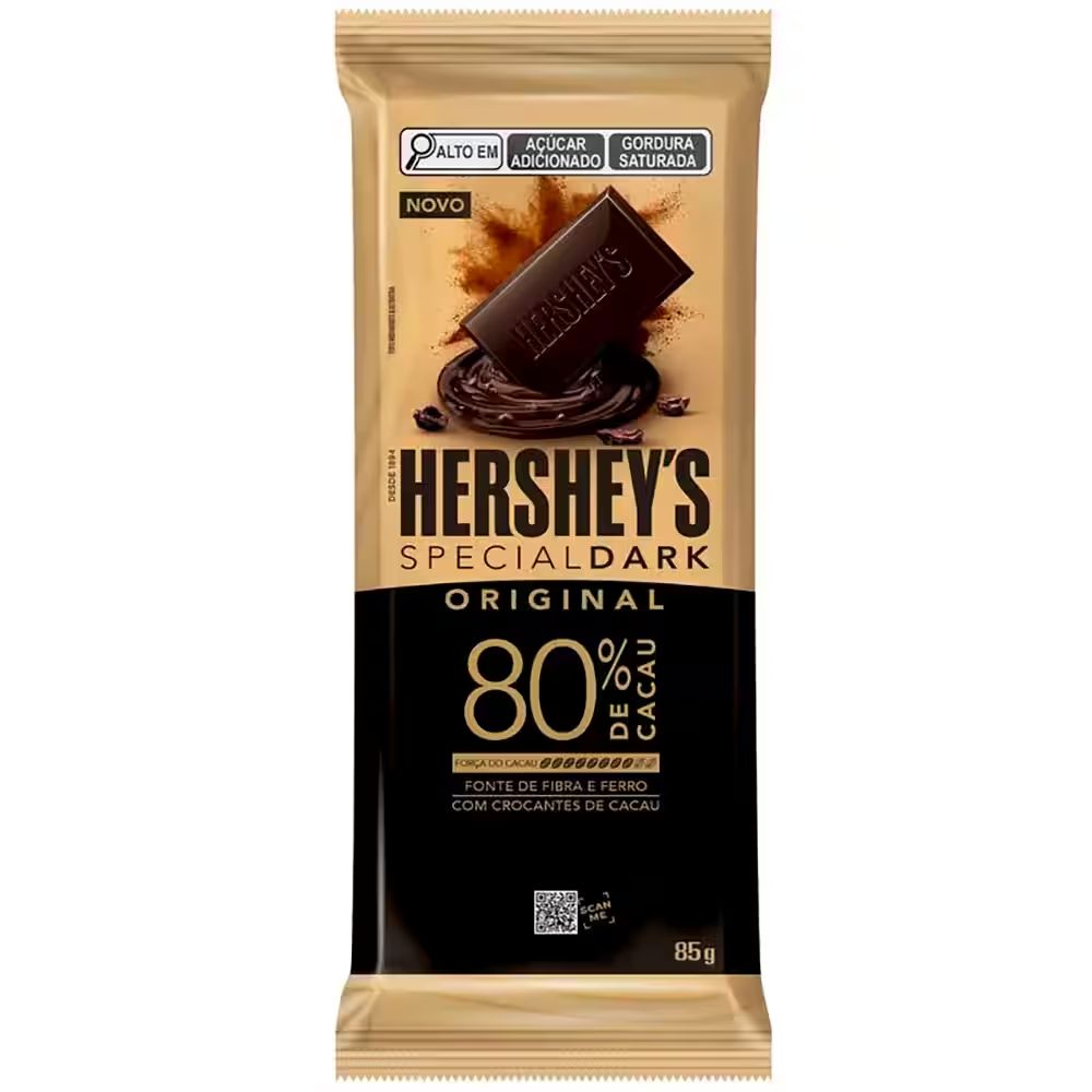 CHOCOLATE BARRA HERSHEYS DARK 80%  CACAU 85G